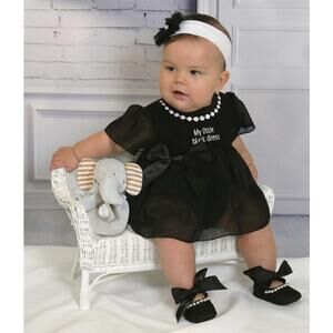 Stephan Baby Black Sheer Short Sleeve My Little Black Dress Girls 3-6 Months